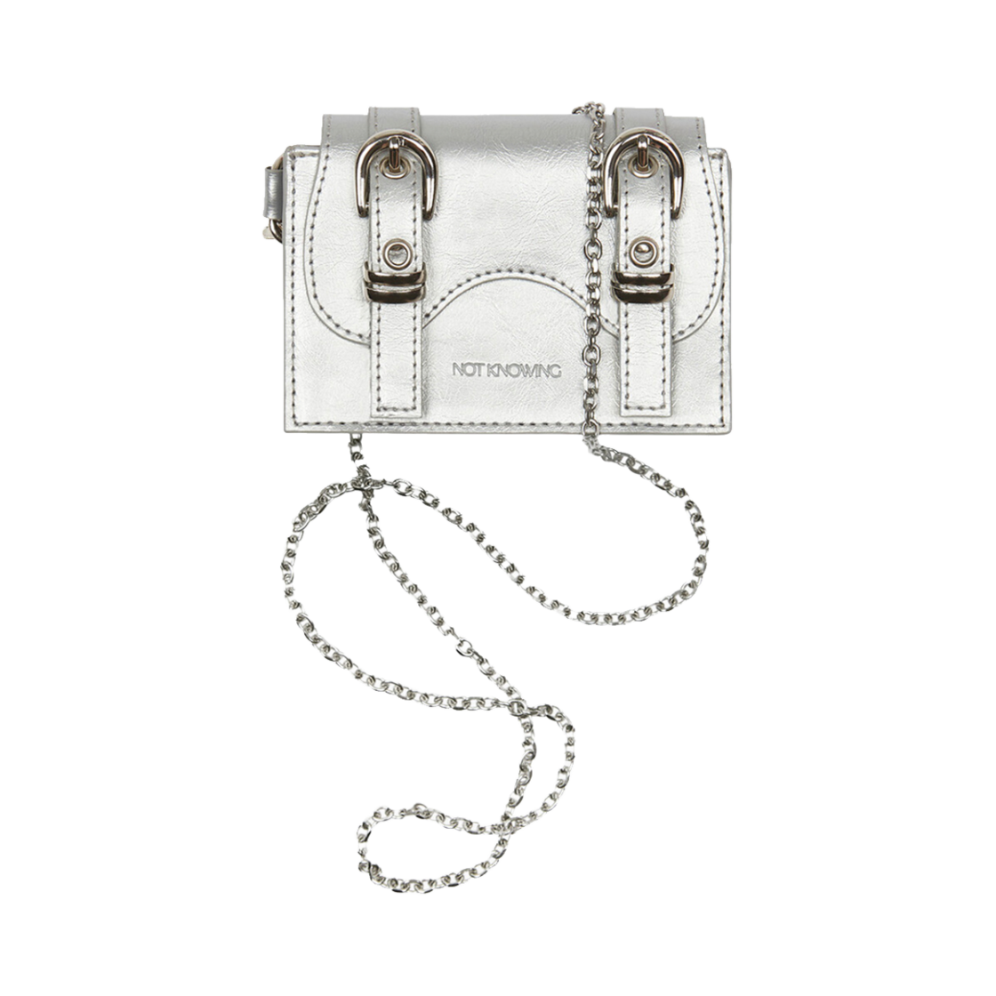 낫노잉 새들 벨티드 마이크로 백 실버(Notknowing Saddle Belted Micro Bag Silver)