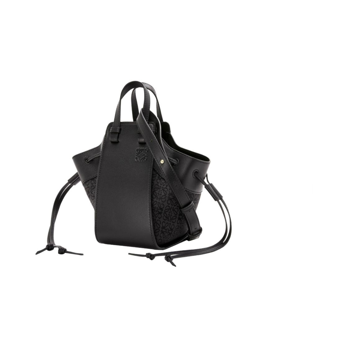로에베 미니 해먹 드로우스트링백 아나그램 자카드 앤 카프스킨 앤트러사이트 블랙(Loewe Mini Hammock Drawstring Bag in Anagram Jacquard and Calfskin Anthracite Black) - 2