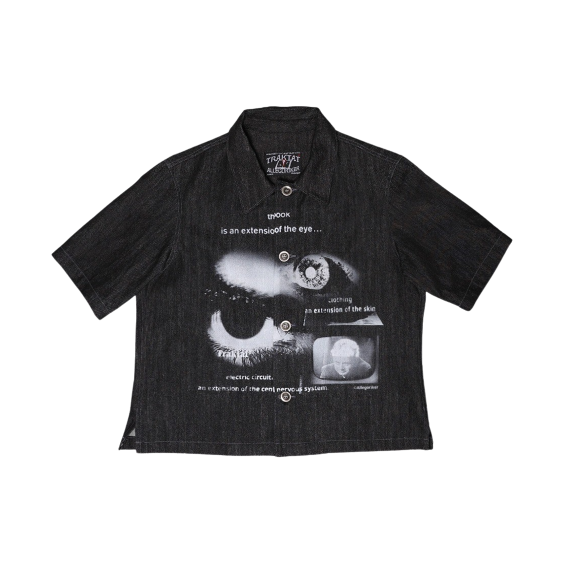 트락타트 책은 눈의 확장입니다 데님 하프 셔츠 자켓 블랙(Traktat The Book Is An Extension of The Eye... Denim Half Shirts Jacket Black)