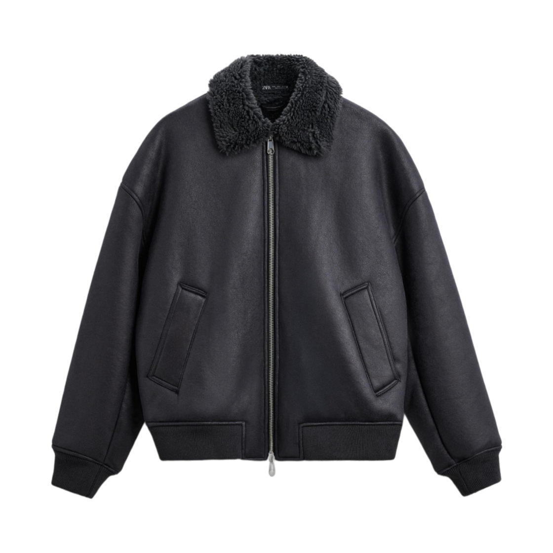 자라 더블 페이스드 레더 이펙트 자켓 블루 그레이(Zara Double Faced Leather Effect Jacket Blue Gray) - 1