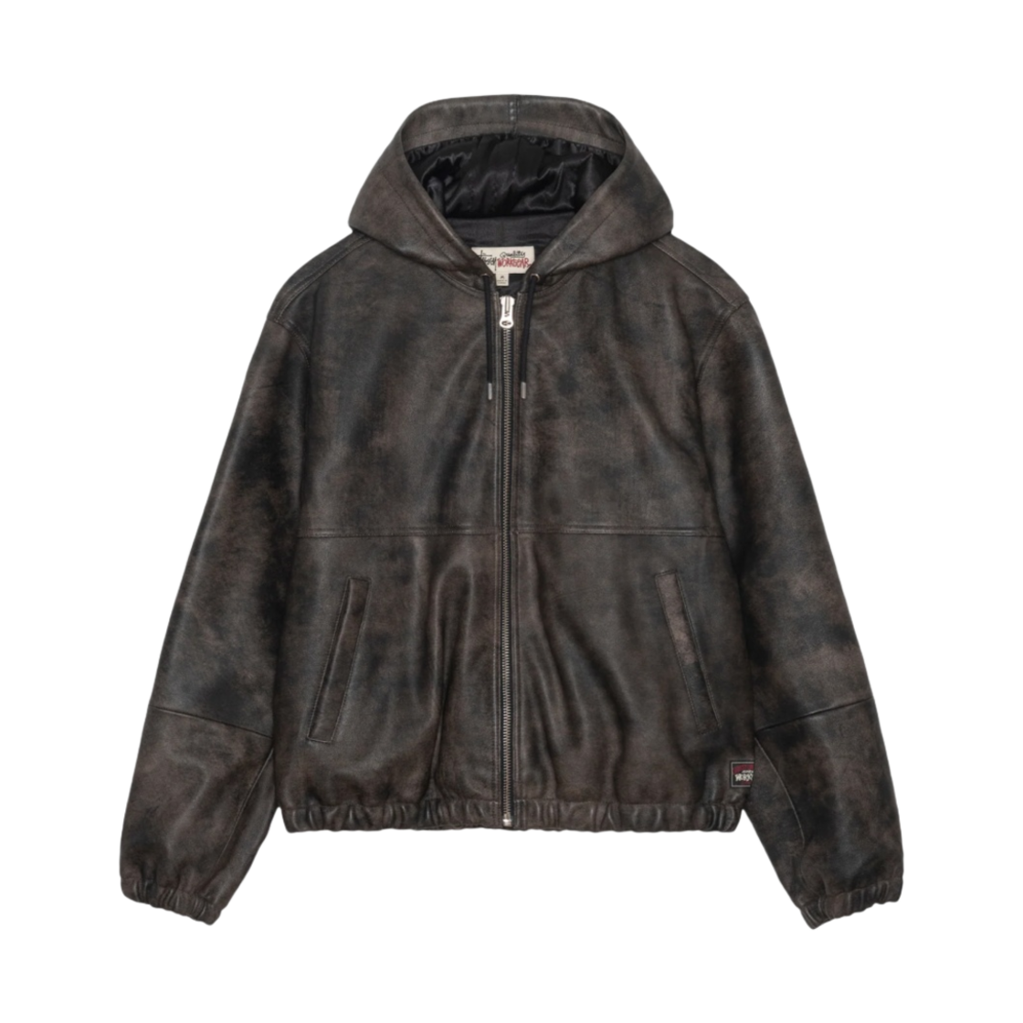 스투시 스톤워시 레더 워크 자켓 워시드 블랙