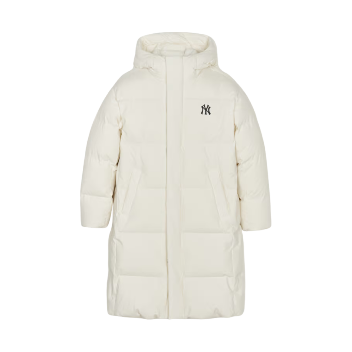 3ADJB1846-50CRS MLB Basic Big Lettering Hooded Long Puffer Jacket New York Yankees Cream