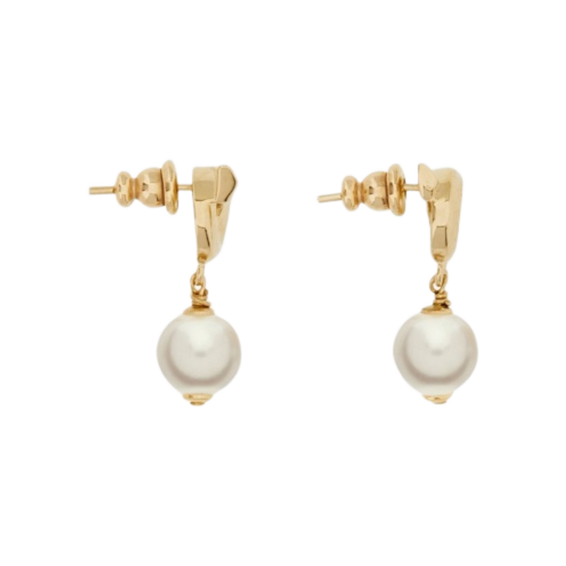 (W) 페라가모 간치니 신세틱 펄 이어링 골드((W) Ferragamo Gancini Synthetic Pearl Earrings Gold) - 2