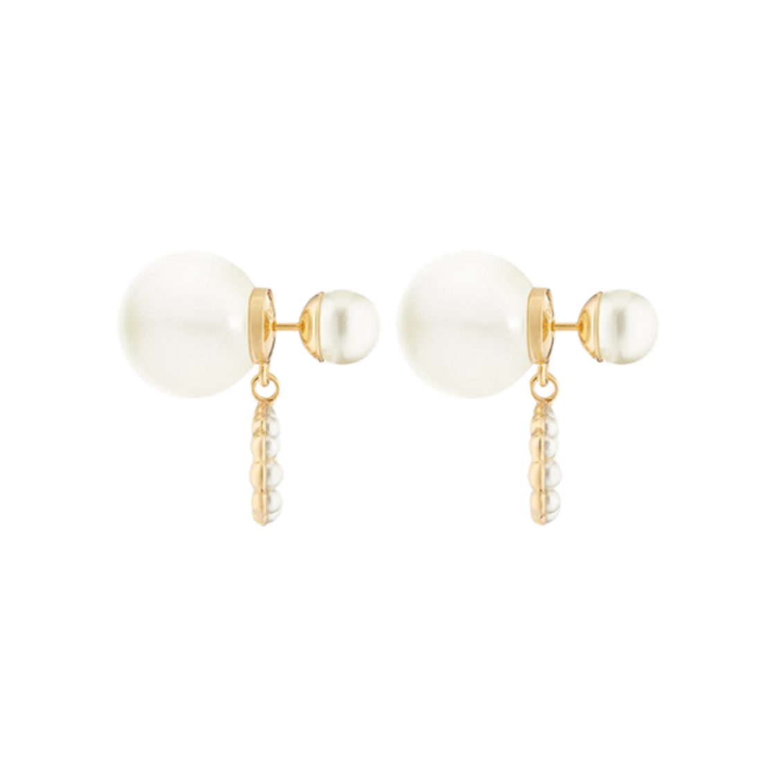 (W) 디올 트리발 이어링 골드 피니쉬 메탈 화이트 레진 펄((W) Dior Tribales Earrings Gold-Finish Metal White Resin Pearls) - 2
