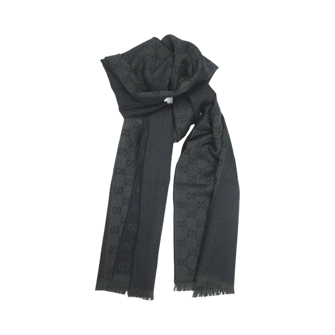 구찌 GG 투톤 울 스카프 그레이 네이비(Gucci GG Two-Tone Wool Scarf Grey Navy) - 2