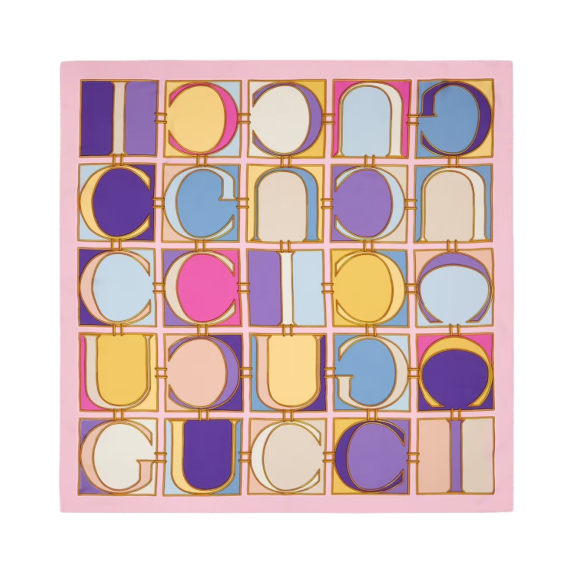 (W) 구찌 팝 프린트 실크 까레 핑크 다크 퍼플((W) Gucci Pop Print Silk Carre Pink Dark Purple) - 1