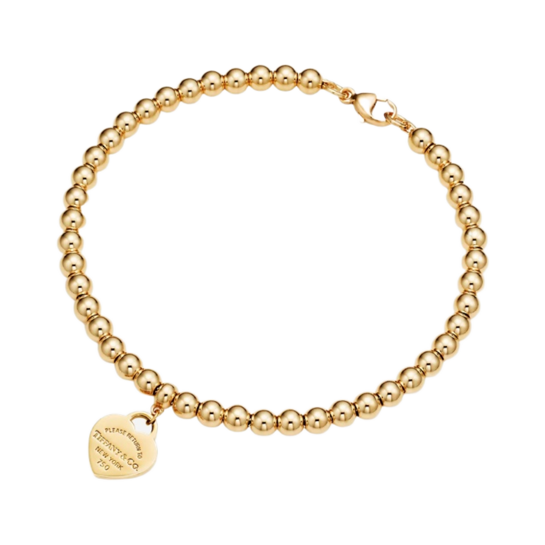 티파니 앤 코 리턴 투 티파니 미디움 하트 태그 비디드 브레이슬릿 옐로우 골드