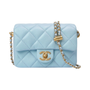 Chanel Mini Flap Bag Grained Calfskin & Gold Blue