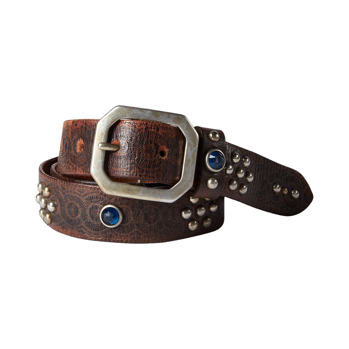 더블알엘 라스코 스터드 레더 벨트 빈티지 블랙(Double RL Lasco Studded Leather Belt Vintage Black)