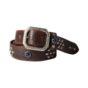 Double RL Lasco Studded Leather Belt Vintage Black