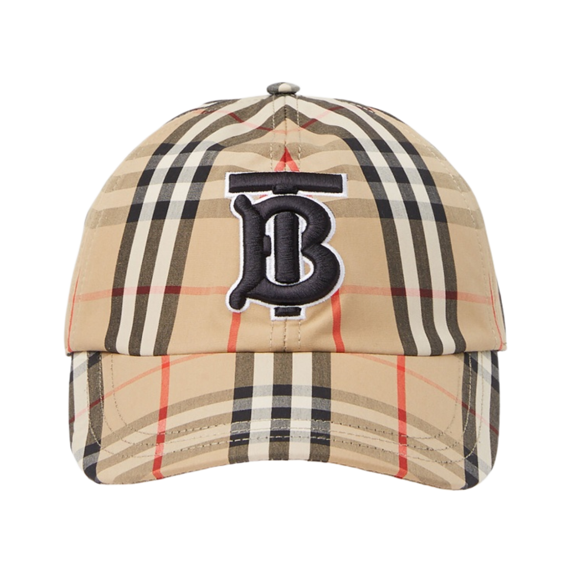 8068032 Burberry Monogram Motif Vintage Check Cotton Baseball Cap Archive Beige