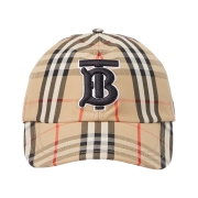 Burberry Monogram Motif Vintage Check Cotton Baseball Cap Archive Beige