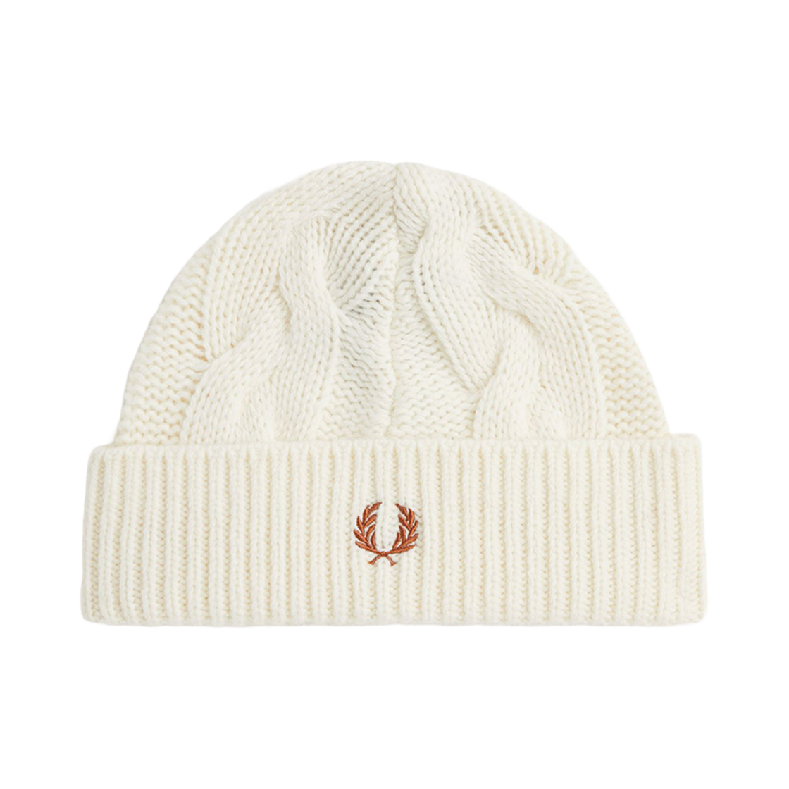 CFPU2438135-560 Fred Perry Lambswool Cable Beanie Ecru