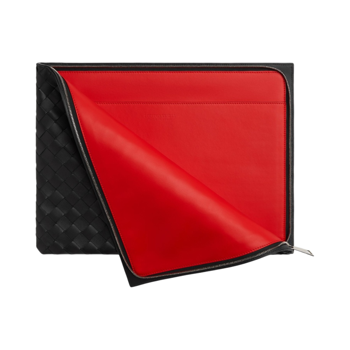보테가 베네타 하프집 파우치 블랙 레드스톤(Bottega Veneta Half-Zip Pouch Black Redstone) - 2