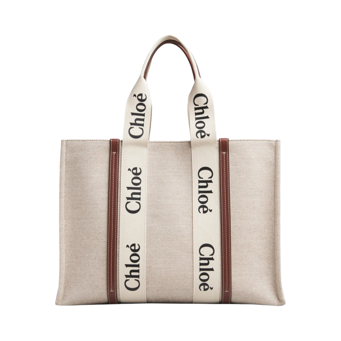 CHC22AS382J2890U Chloe Woody Large Tote Bag White Brown - 대표 이미지 #1