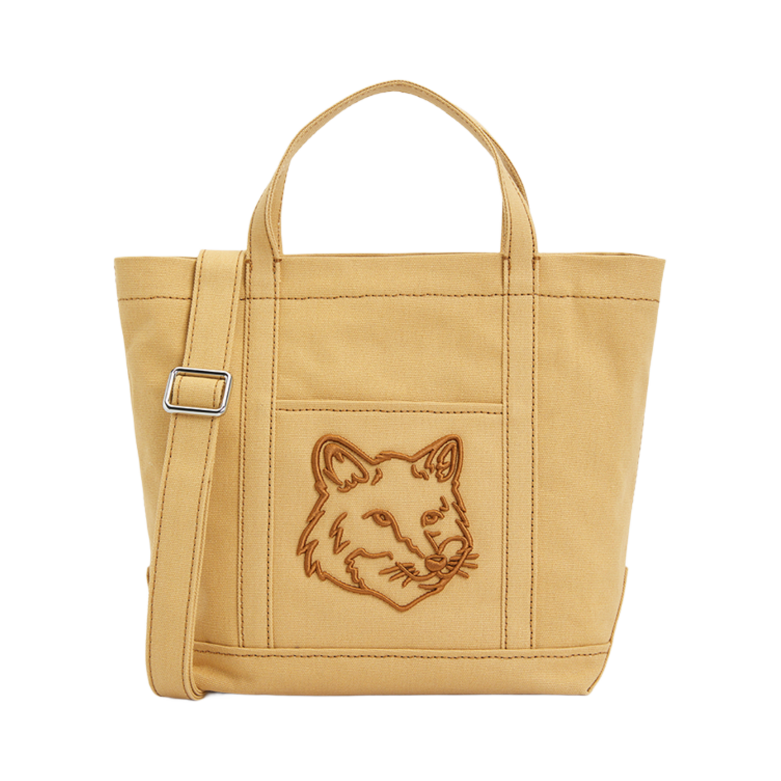 LW05103WW0107-0102 Maison Kitsune Fox Head Small Tote Bag Beige