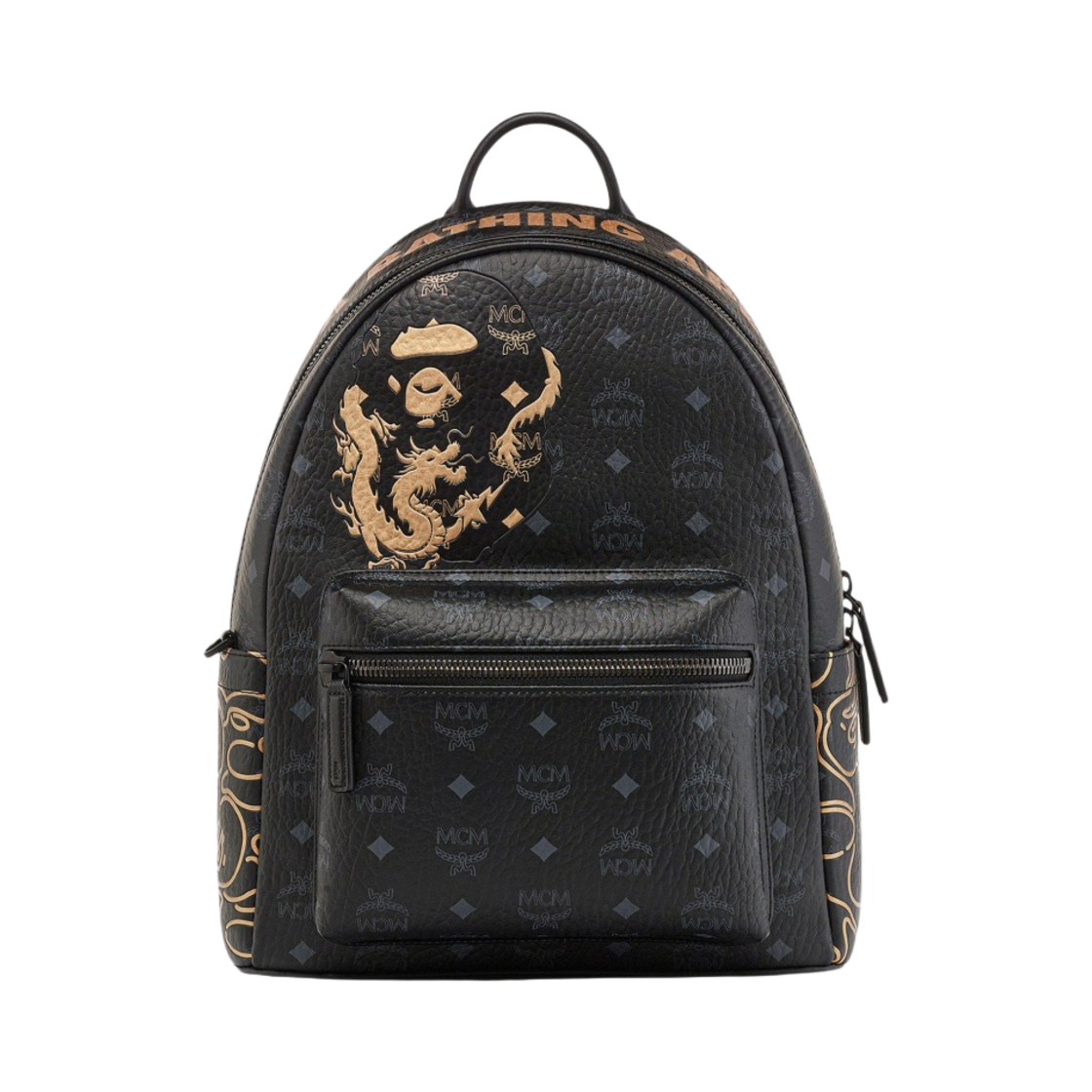 BAPE x MCM 비세토스 스타크 백팩 스몰 미디움 블랙(BAPE x MCM Visetos Stark Backpack Small Medium Black)