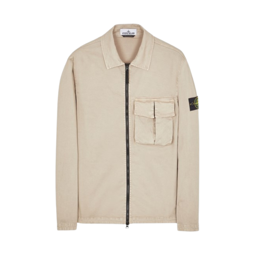 Stone Island 10304 Garment Dyed Stretch Cotton Overshirt Dove Grey - 23SS