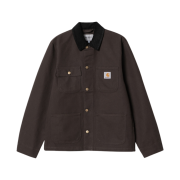 Carhartt WIP Unlined Dearborn Canvas Michigan Chore Coat Tobacco Black Rigid - Spring