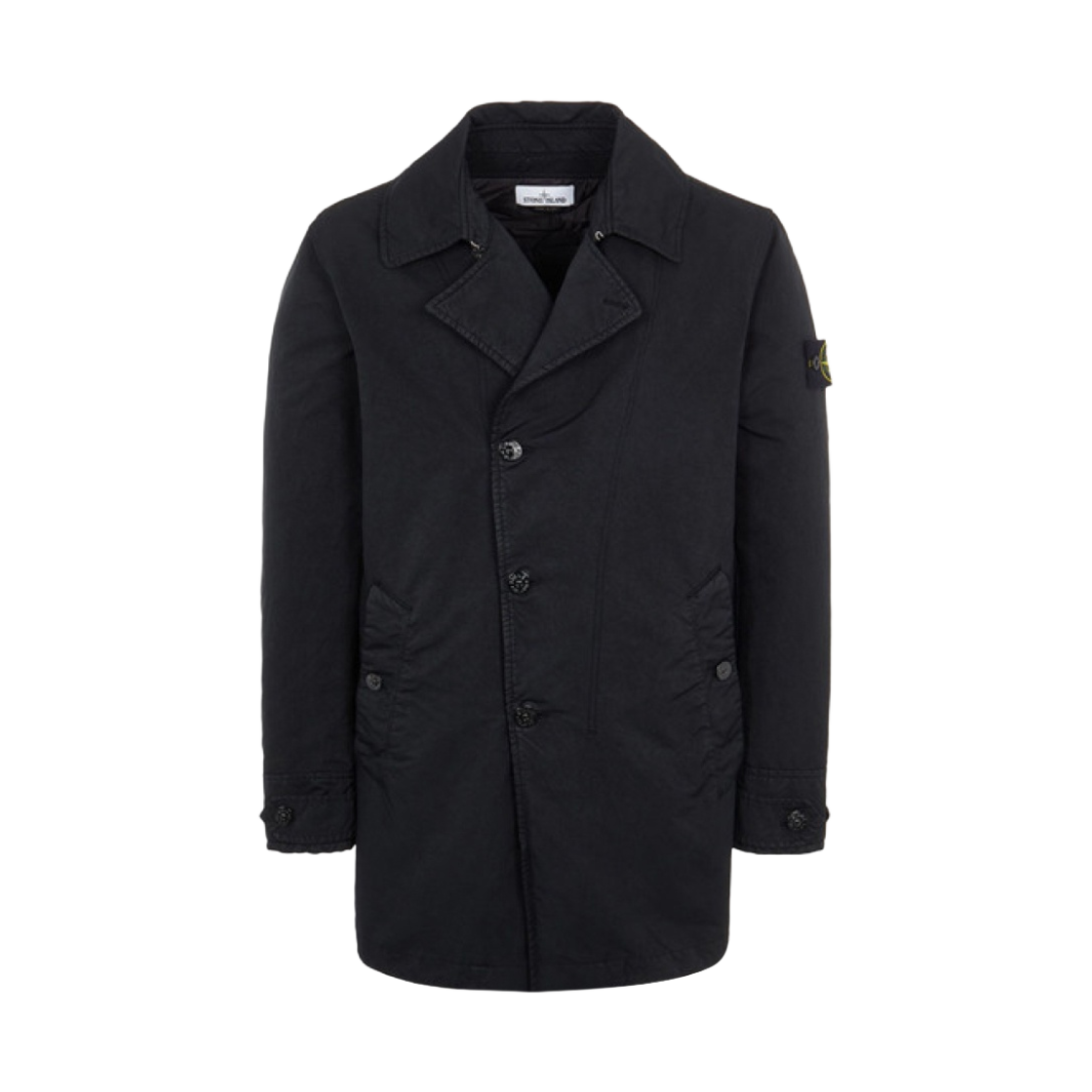 스톤 아일랜드 43633 나일론 코튼 바타비아 가먼트 다이드 트렌치 코트 블랙 - 22SS(Stone Island 43633 Nylon Cotton Batavia Garment Dyed Trench Coat Black - 22SS) - 1