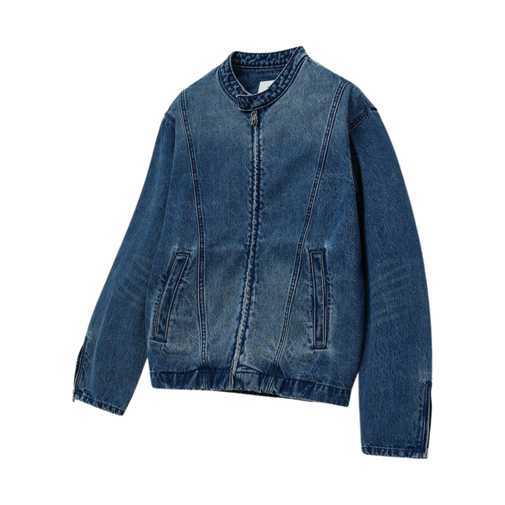 티엔지티 레이싱 데님자켓 워시드 블루