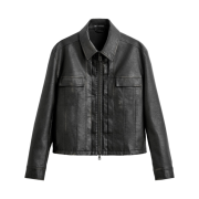 Zara Faded Leather Effect Jacket Black