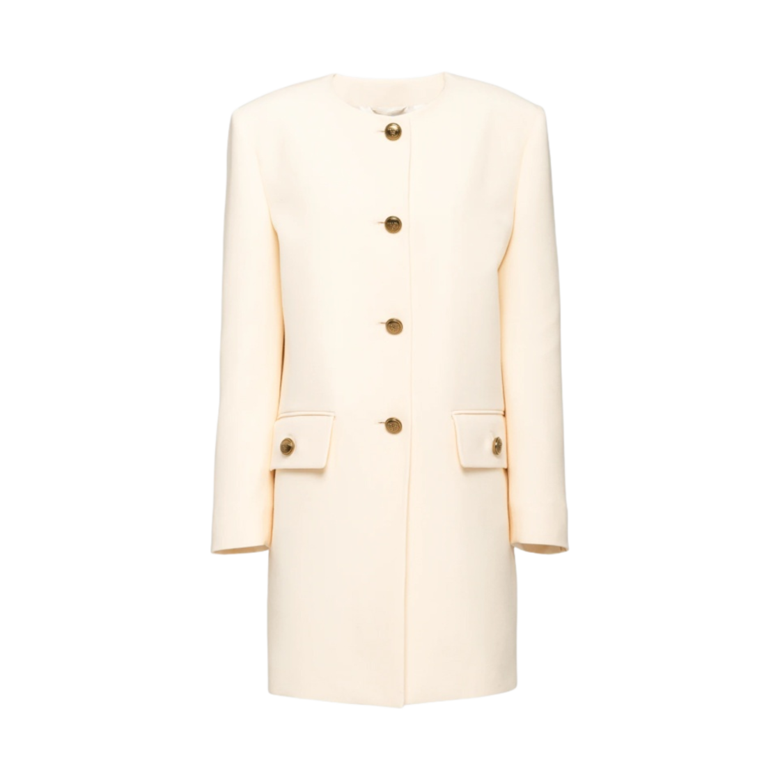 (W) 프라다 싱글 브레스티드 트리코틴 코트 내츄럴((W) Prada Single-Breasted Tricotine Coat Natural) - 1