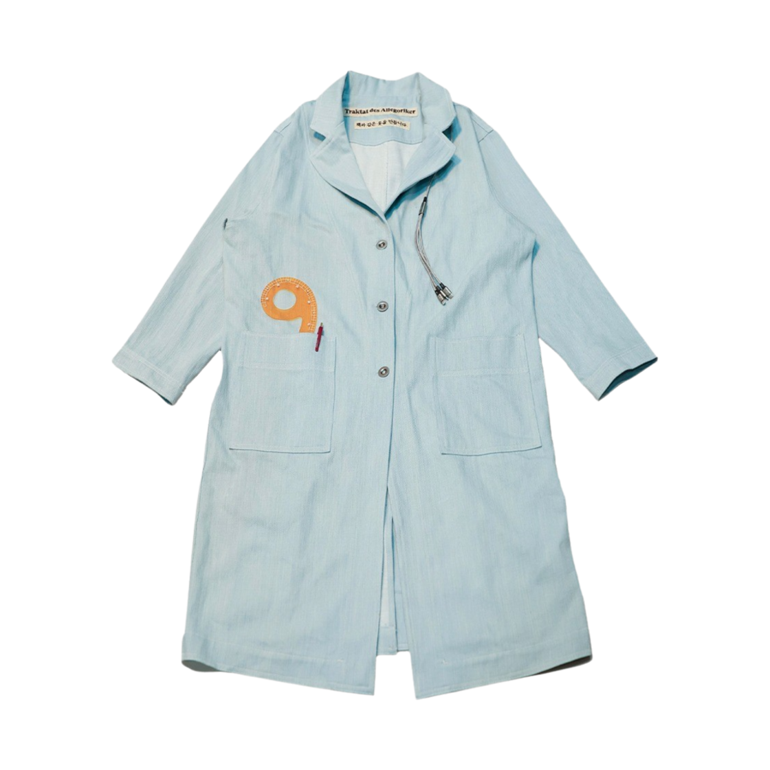 24SS-BDLCwd Traktat Bleached Denim Lab Coat Pale Blue
