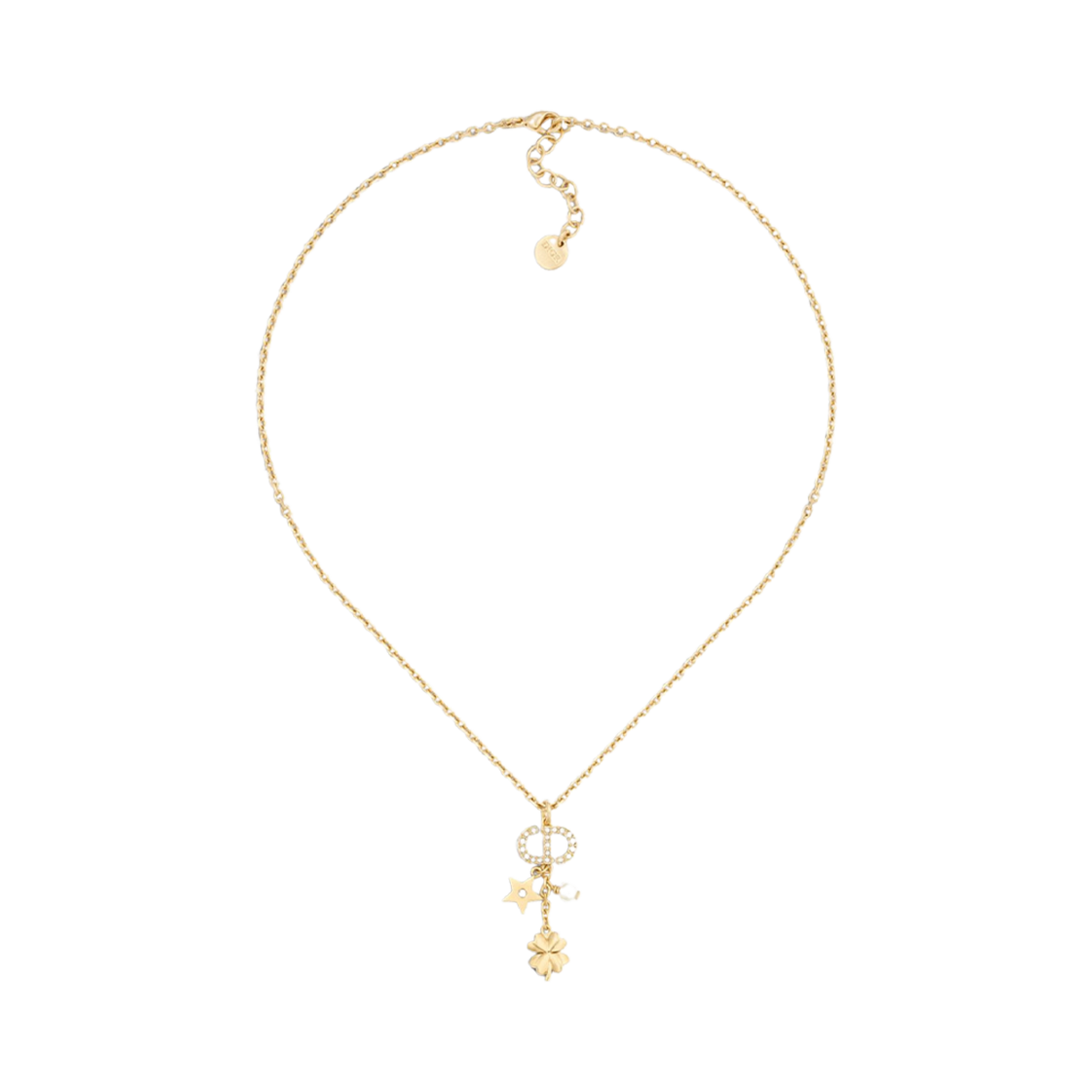 N3128WOMCY-D03S (W) Dior Petit CD Lucky Charms Necklace Gold Finish Metal White Resin Pearl Silver Tone Crystals - 대표 이미지 #1