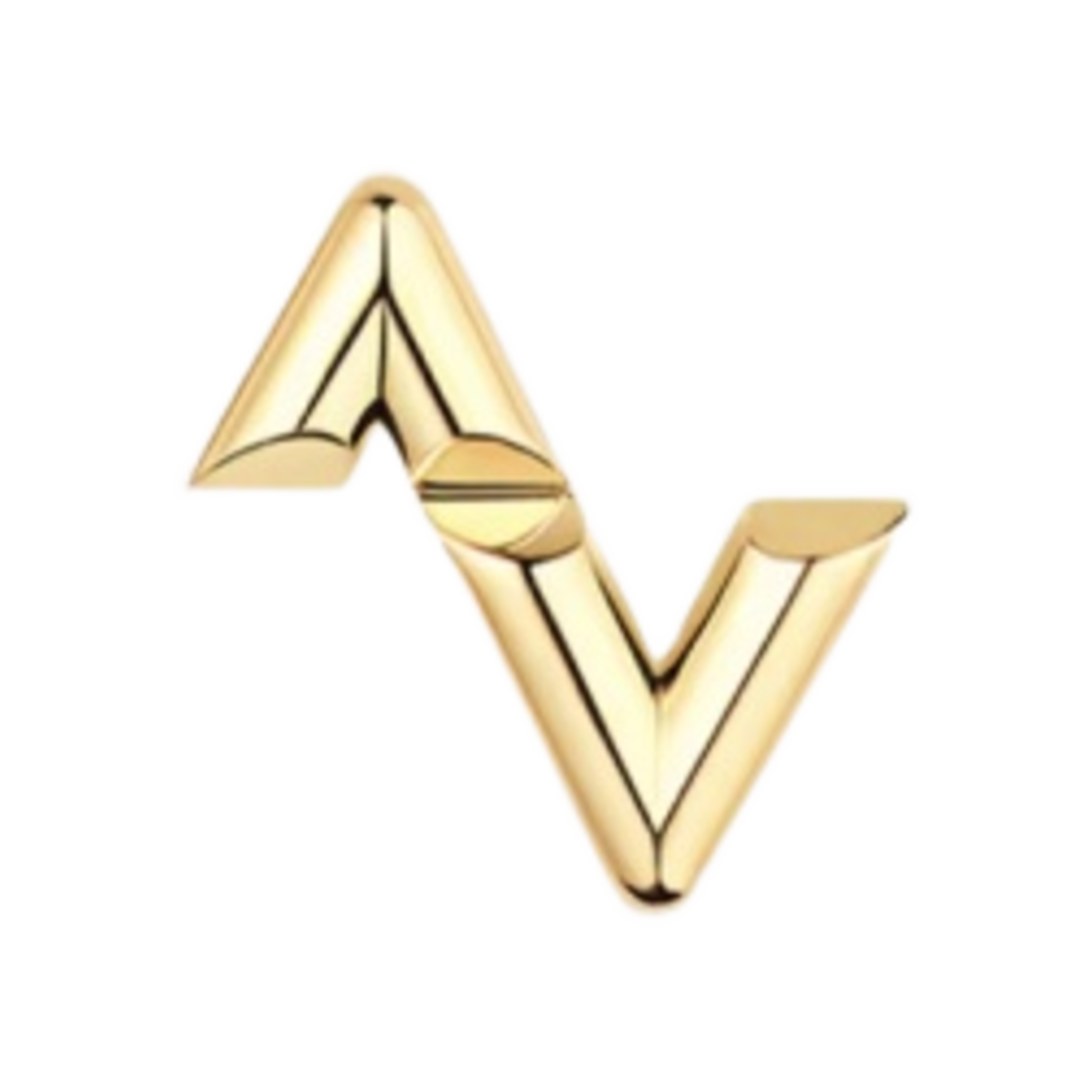 (W) 루이비통 LV 볼트 업사이드 다운 스터드 18K 옐로우 골드 (1 피스)((W) Louis Vuitton LV Volt Upside Down Stud 18K Yellow Gold (1 Piece)) - 1