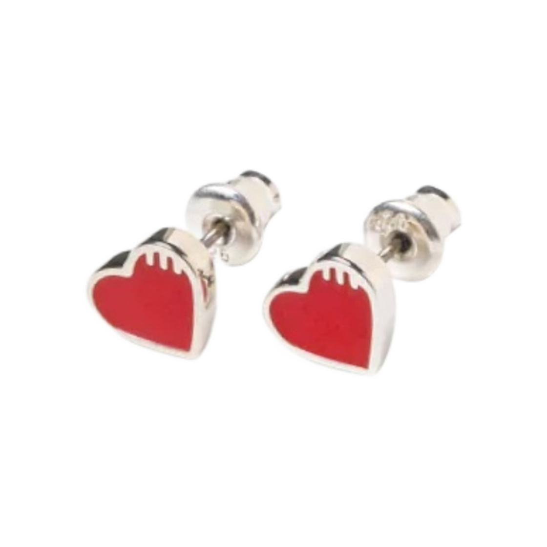 HM27GD065 Human Made Heart Silver Earring Red - 대표 이미지 #1