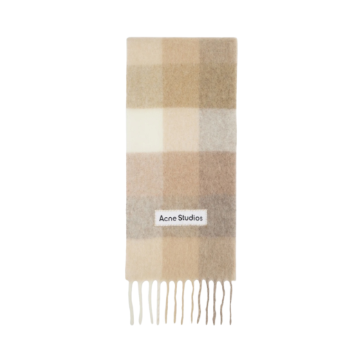 Acne Studios Mohair Check Scarf White Beige