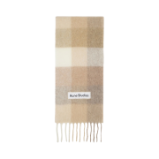 Acne Studios Mohair Check Muffler White Beige