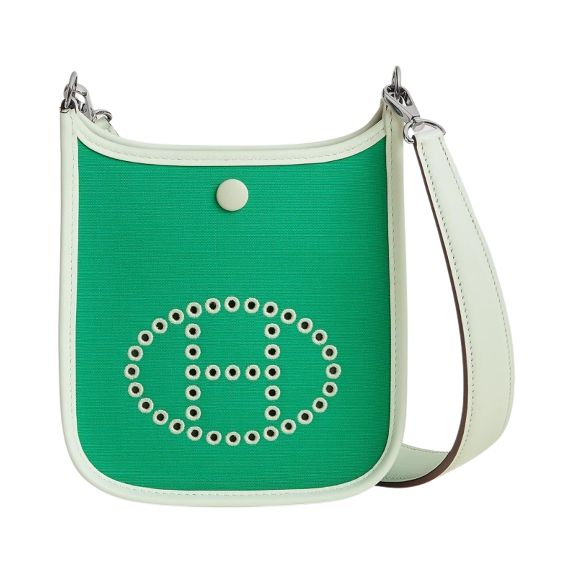 에르메스 네오 에블린 16 투톤 오피시에 스위프트 & 팔라듐 하드웨어 멍뜨 블루 아즈테크 베르 피즈(Hermes Neo Evelyne 16 Bag Two-Tone Officier Swift & Palladium Menthe Bleu Azteque Vert Fizz) - 1