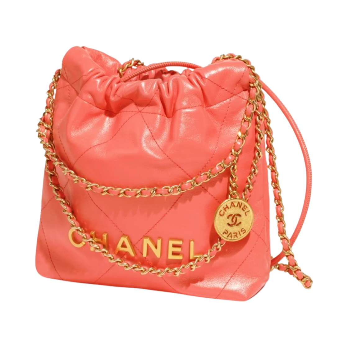 샤넬 22 미니 핸드백 샤이니 카프스킨 & 골드 메탈 코랄(Chanel 22 Mini Handbag Shiny Calfskin & Gold Coral) - 2