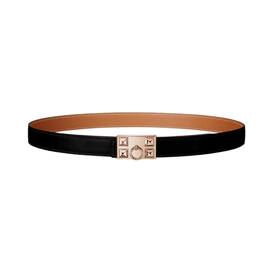 (W) 에르메스 꼴리에 드 샹 벨트 버클 & 리버서블 가죽 스트랩 24mm & 핑크 골드 누아 골드((W) Hermes Collier De Chien Belt Buckle & Reversible Leather Strap 24mm & Pink Gold Noir Gold) - 1
