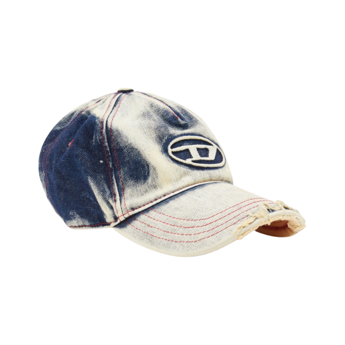 A064670DGAV Diesel C-Seymon Treated Denim Baseball Cap Blue White - 대표 이미지 #1