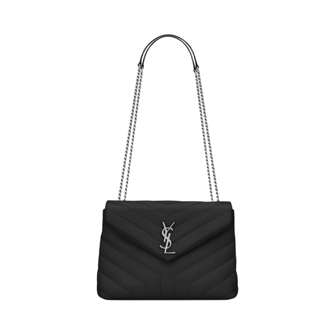 생로랑 마틀라세 Y 레더 실버 모노그램 루루 스몰백 블랙(Saint Laurent Silver Monogram Loulou Small Bag in Matelasse Y Leather Black)