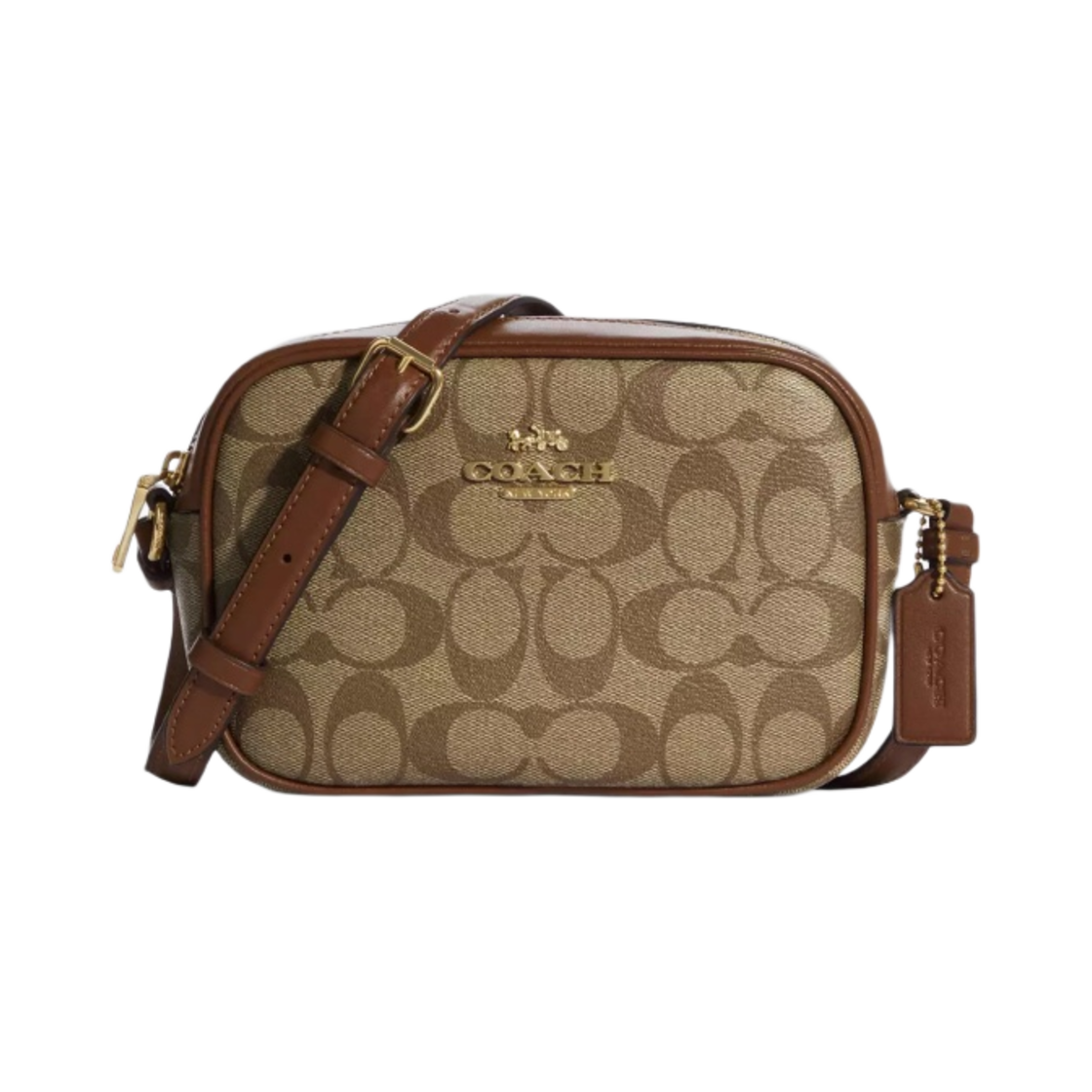 C9926-IME74 Coach Mini Jamie Camera Bag in Signature Canvas Khaki Saddle 2