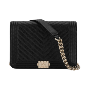 Chanel Boy Chanel Clutch with Chain Grained Calfskin & Gold Black