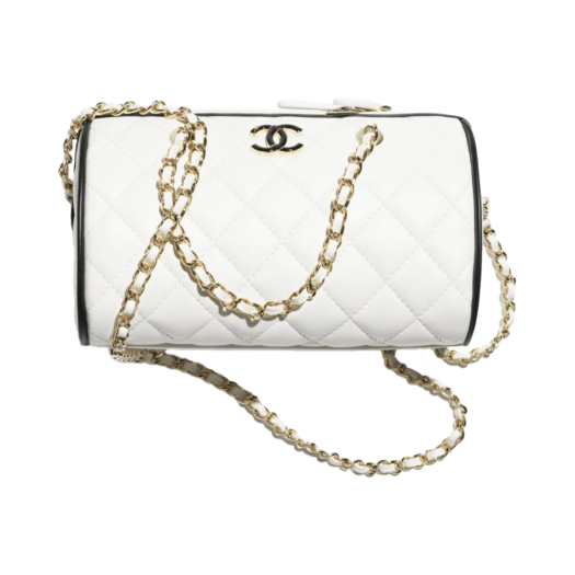 Chanel Clutch with Chain Lambskin & Gold White Black