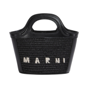 Marni Leather & Raffia Tropicalia Micro Bag Black