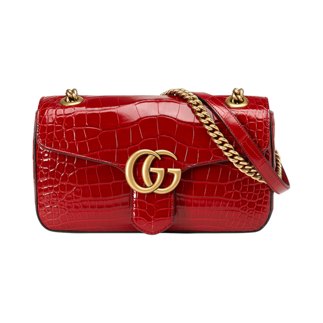 구찌 GG 마몽 크로커다일 스몰 숄더백 레드(Gucci GG Marmont Crocodile Small Shoulder Bag Red) - 1