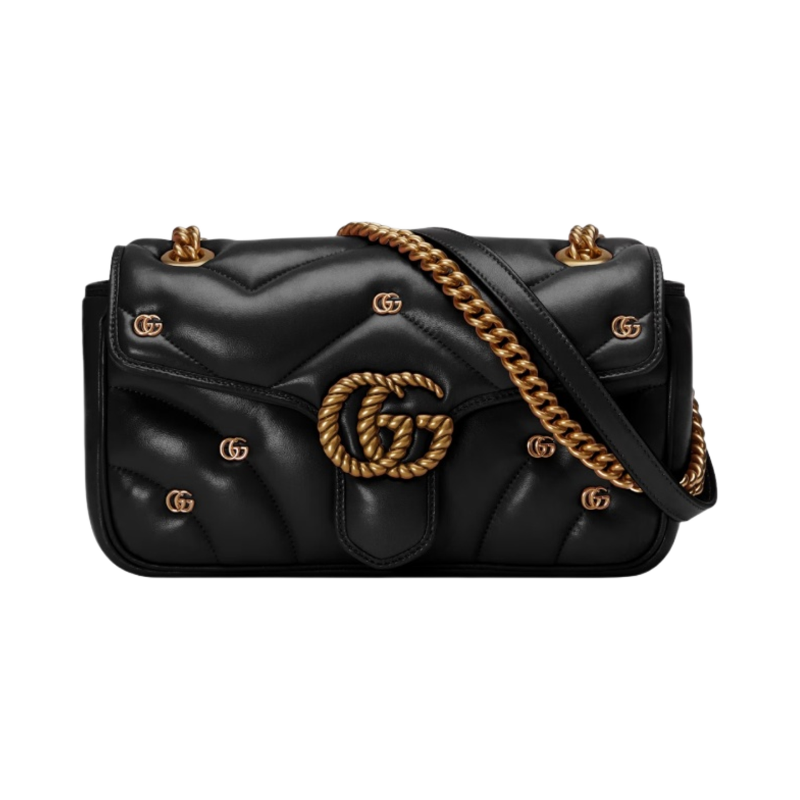 구찌 GG 마몽 마틀라세 레더 스몰 숄더백 블랙(Gucci GG Marmont Matelasse Leather Small Shoulder Bag Black) - 1