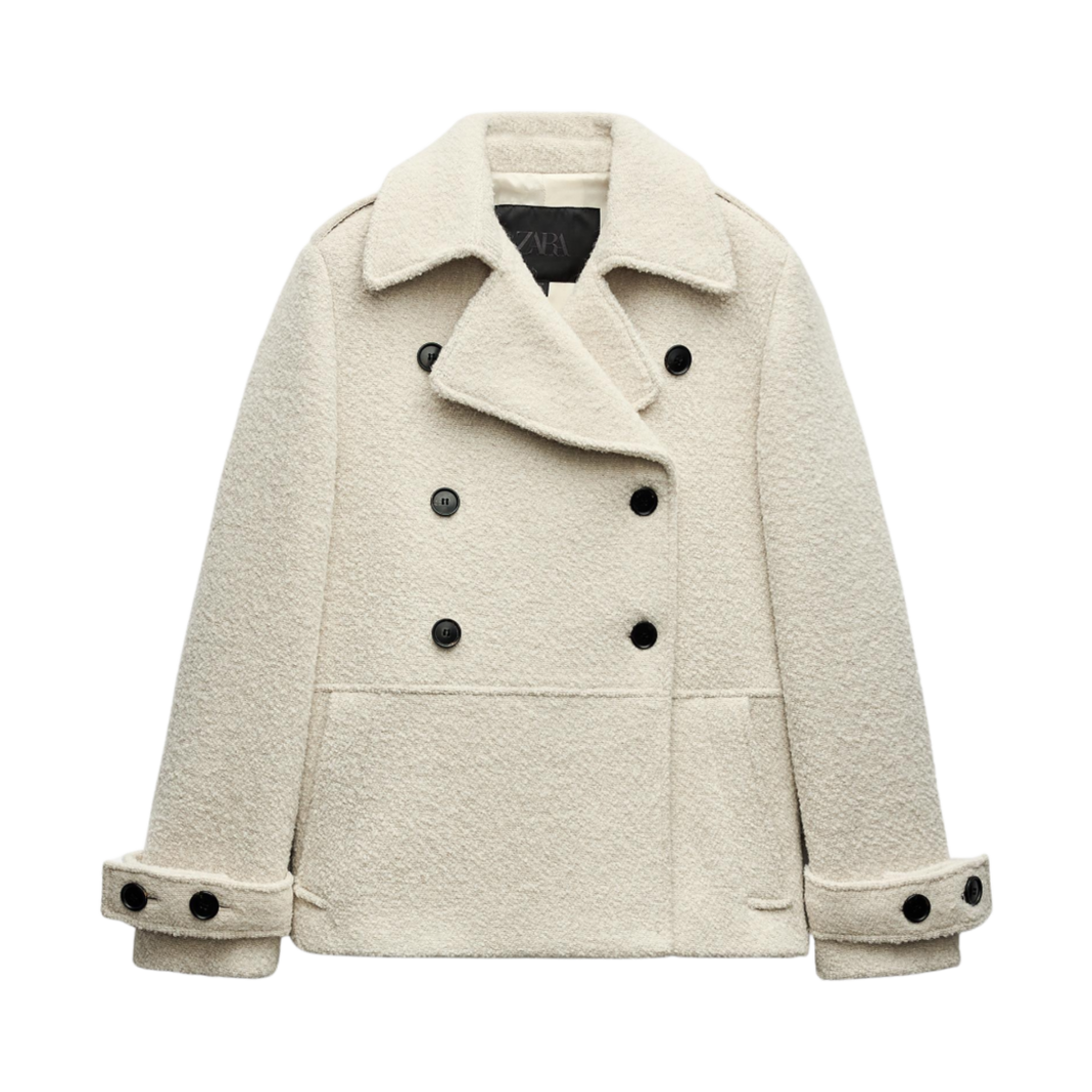 (W) 자라 ZW 컬렉션 부클 울 코트 에크루((W) Zara ZW Collection Boucle Wool Coat Ecru) - 1