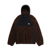 Stussy Sherpa Paneled Hooded Jacket Brown