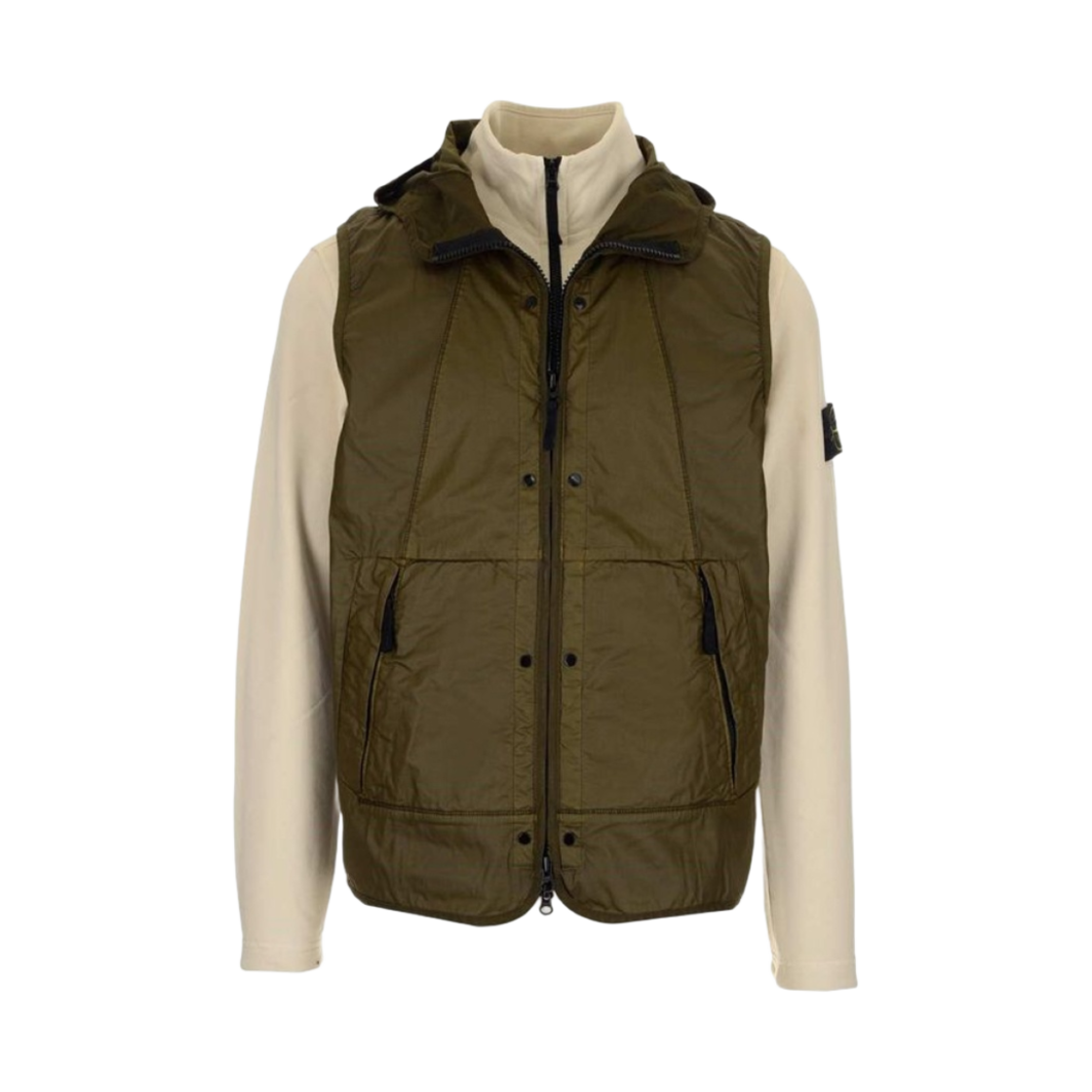 스톤 아일랜드 63352 코튼 플리스 + 무솔라 고마타 캔버스 스웨트셔츠 아이보리 - 21SS(Stone Island 63352 Cotton Fleece + Mussola Gommata Canvas Sweatshirt Ivory - 21SS) - 1
