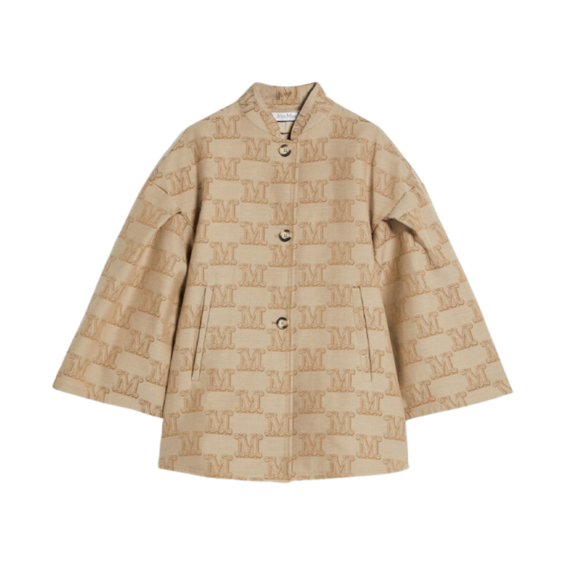 (W) 막스마라 에제모네 액세서리 자카드 코튼 케이프 샌드((W) Max Mara Egemone Accessori Jacquard Cotton Cape Sand) - 1