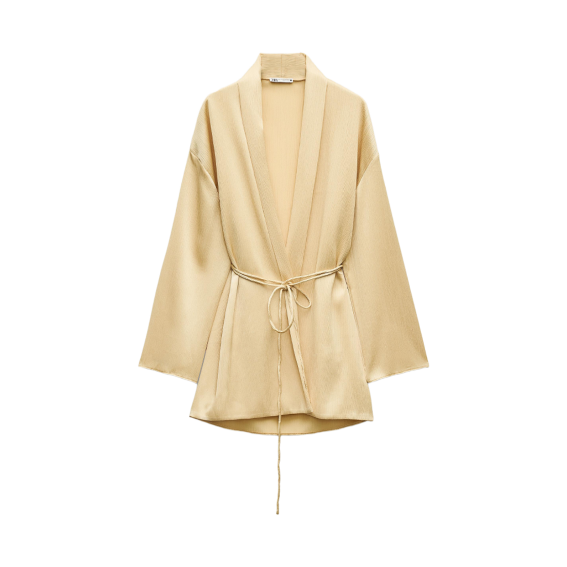 (W) 자라 플리티드 기모노 벨트 파스텔 옐로우((W) Zara Pleated Kimono with Belt Pastel Yellow) - 1
