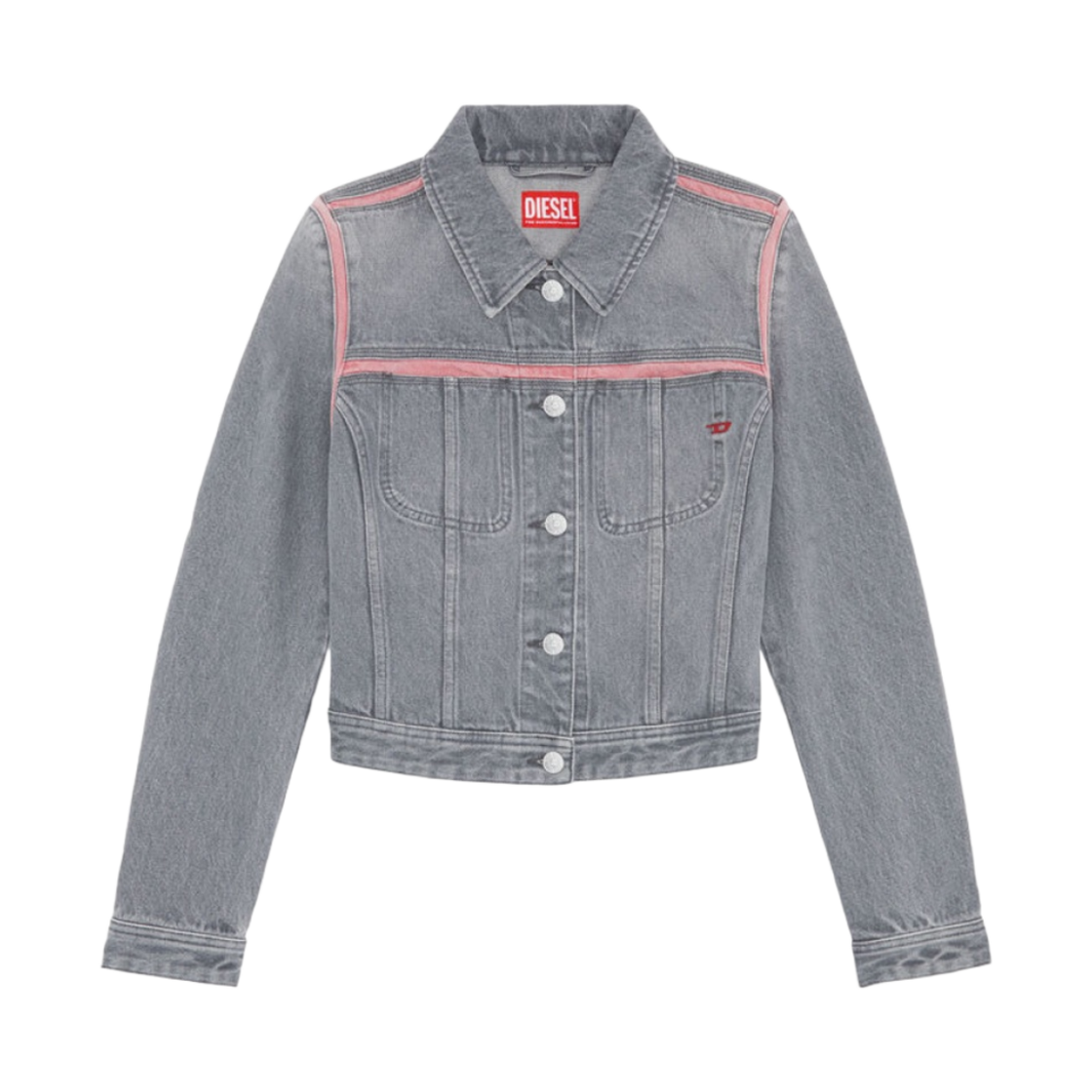 (W) 디젤 De-슬리미-Sp1 트러커 자켓 그레이((W) Diesel De-Slimmy-Sp1 Trucker Jacket Grey) - 1